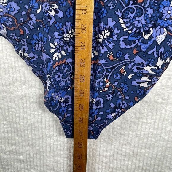 Free People Intimately Blue No Where To Be Floral Long Sleeve Bodysuit Size XS - Picture 6 of 7
